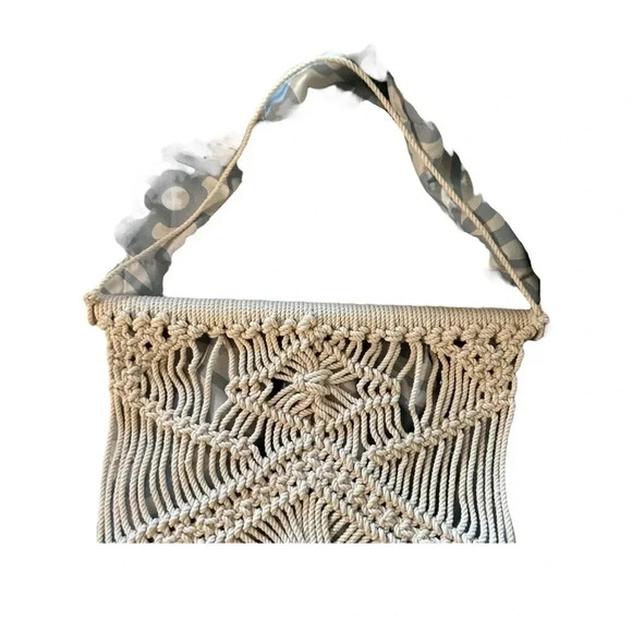 Macrame Wall Hanging Tapestry 13 1/2" width by 37" long - Picture 4 of 5